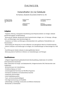 Instandhalter (m/w) Geb&auml;ude