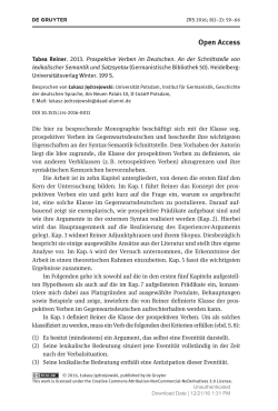 Tabea Reiner. 2013. Prospektive Verben im Deutschen. An der