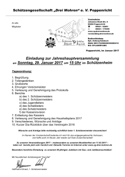 Jahreshauptversammlung - Schützengesellschaft "Drei Mohren"