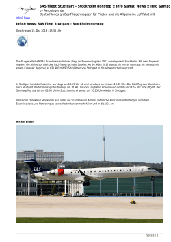 SAS fliegt Stuttgart – Stockholm nonstop
