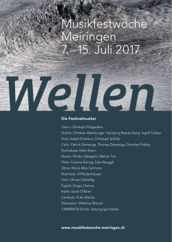 Konzertprogramm 2017 - Musikfestwoche Meiringen