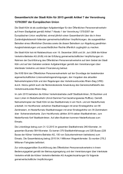 Gesamtbericht der Stadt Köln für 2015 gemäß Artikel 7 der