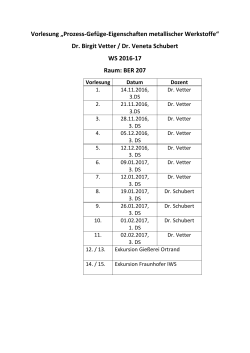 Vorlesung „Prozess-Gefüge-Eigenschaften metallischer Werkstoffe