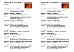 Gottesdienste um Weihnachten und Jahreswechsel 2016/2017