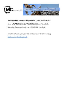 einen LKW-Fahrer/in zur Aushilfe