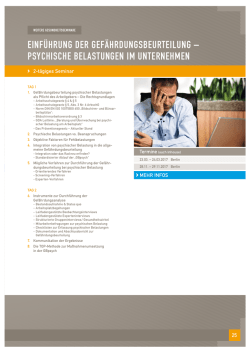 einf&uuml;hrung der gef&auml;hrdungsbeurteilung &ndash; psychische belastungen