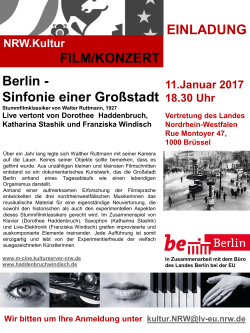 Berlin - Sinfonie einer Großstadt FILM/KONZERT EINLADUNG