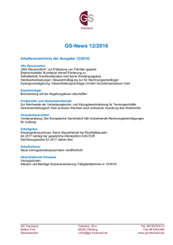 GS-Newsletter - GS Treuhand Steuerberatung