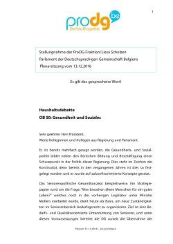 Haushaltsdebatte OB 50: Gesundheit und Soziales