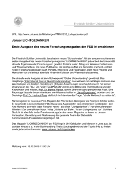 Jenaer LICHTGEDANKEN Erste Ausgabe des neuen