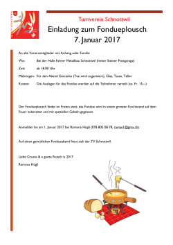 Einladung zum Fondueplousch 7. Januar 2017