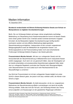 Medieninformation vom 16.12.2016 zum - Schleswig
