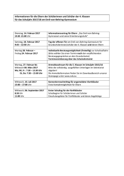 Informationen für die Eltern der Schülerinnen und Schüler der 4