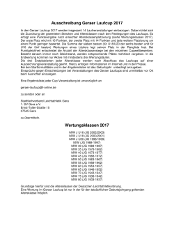 Ausschreibung Geraer Laufcup 2017 Wertungsklassen 2017