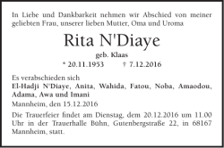 Rita N`Diaye - Mannheimer Morgen