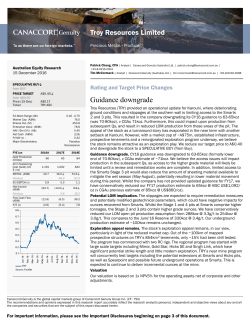 Troy Resources Limited Guidance downgrade