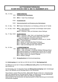 gottesdienstordnung in der woche vom 12. bis 18. dezember 2016