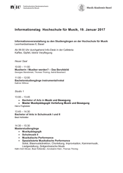 Informationstag Hochschule f&uuml;r Musik, 19. Januar 2017