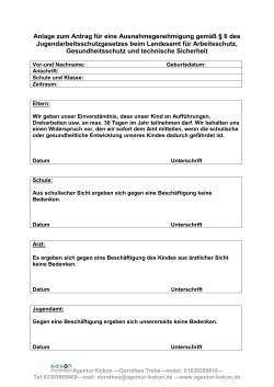 Antrag f&uuml;r eine Ausnahmegenehmigung gem&auml;&szlig; &sect; 6