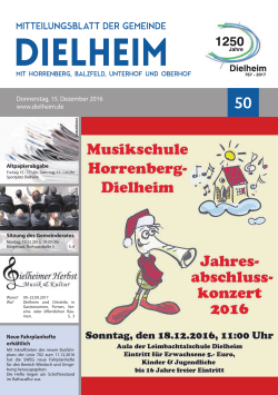 Donnerstag, 15. Dezember 2016 www.dielheim.de