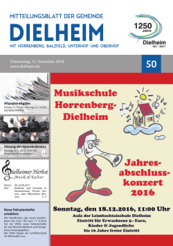 Donnerstag, 15. Dezember 2016 www.dielheim.de