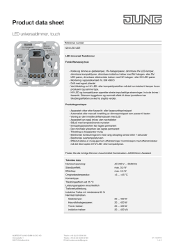 JUNG Product data sheet