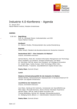 Industrie 4.0-Konferenz - Agenda - Hasso-Plattner