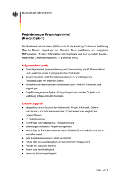 Projektmanager Kryptologie (m/w) (Master/Diplom)