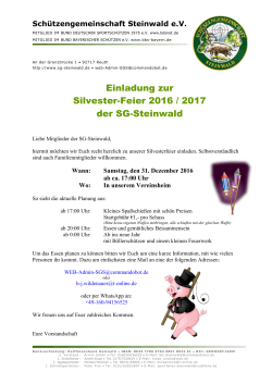 Einladung zur Silvester-Feier 2016 / 2017 der SG - SG
