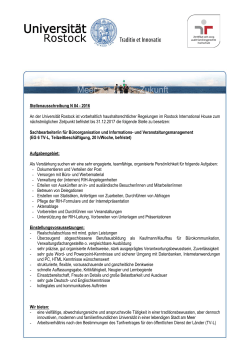 Stellenausschreibung N 84 - 2016 An der Universität Rostock ist
