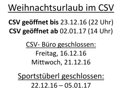 Weihnachtsurlaub im CSV