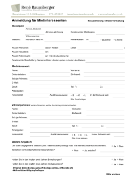 Anmeldung f&uuml;r Mietinteressenten