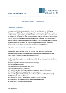 Informationsblatt zur Masterarbeit und
