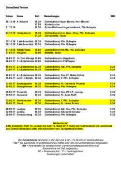Gottesdienst Termine - Evangelisches Pfarramt Unterjesingen