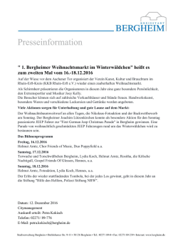 hei&szlig;t es zum zweiten Mal vom 16.-18.12.2016