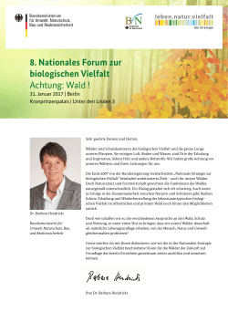 8. Nationales Forum zur biologischen Vielfalt Achtung: Wald !