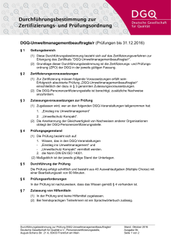 DGQ-Umweltmanagementbeauftragte/r (Prüfungen bis 31.12.2016)