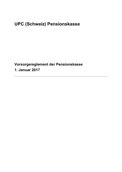 Vorsorgereglement Version Januar 2016 (Deutsch)