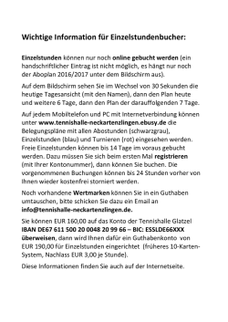 Wichtige Information für Einzelstundenbucher