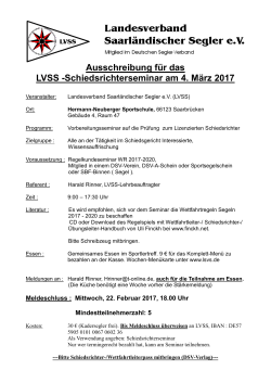 Ausschreibung für das LVSS -Schiedsrichterseminar am 4. März 2017