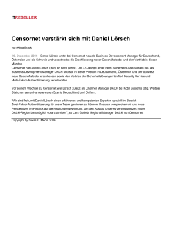 Censornet verstärkt sich mit Daniel Lörsch