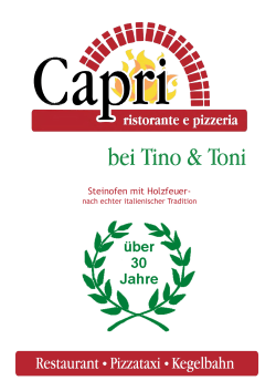Speisekarte - Pizzeria Capri bei Tino und Toni