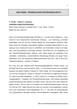 Persönlichkeitsstörungen - Psychosoziale Gesundheit