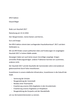 Haushaltsrede der SPD