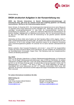 DKSH strukturiert Aufgaben in der Konzernleitung neu