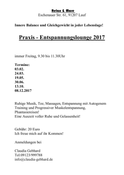 Die Termine der Entspannungslounge zum