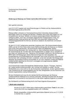 Infoschreiben und Schaubild des Kanzlers der FH SWF