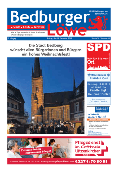 Die Stadt Bedburg w&uuml;nscht allen B&uuml;rgerinnen und