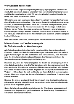 Wer wandert, rostet nicht Informationen und Verhaltensregeln für
