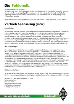 Vertrieb Sponsoring (m/w) - Borussia Mönchengladbach